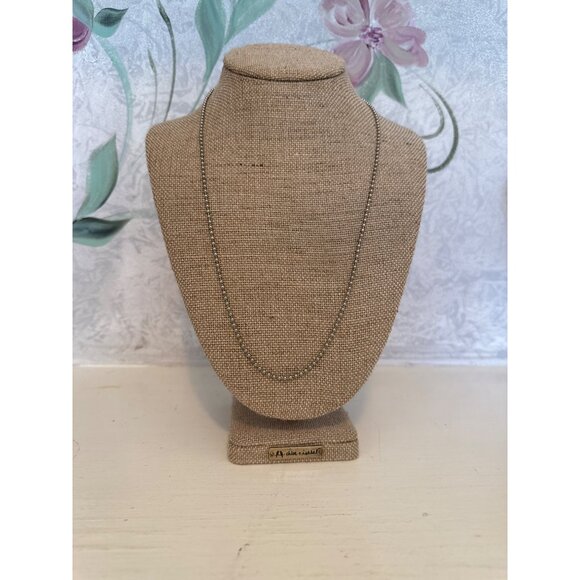 Silver Tone Bead Ball Chain Necklace - Picture 1 of 5
